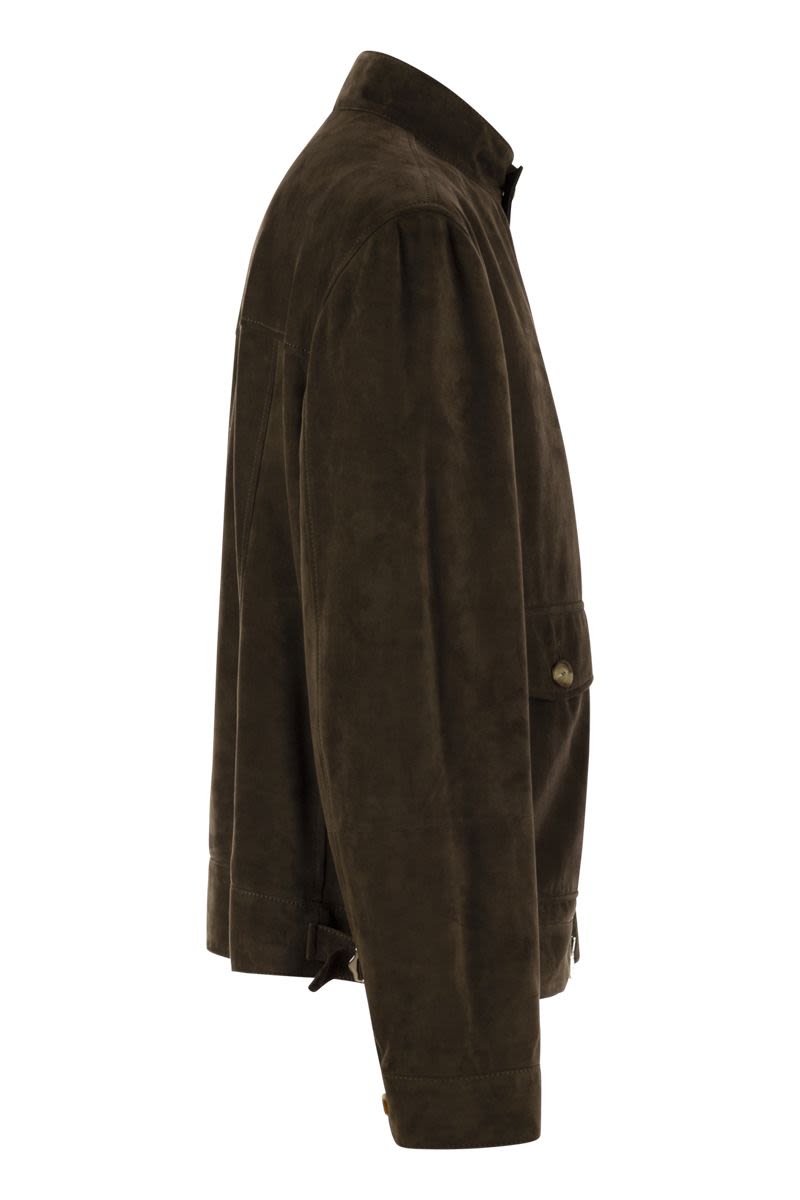 BRUNELLO CUCINELLI Men's Suede Jacket - Sporty Zipped Style