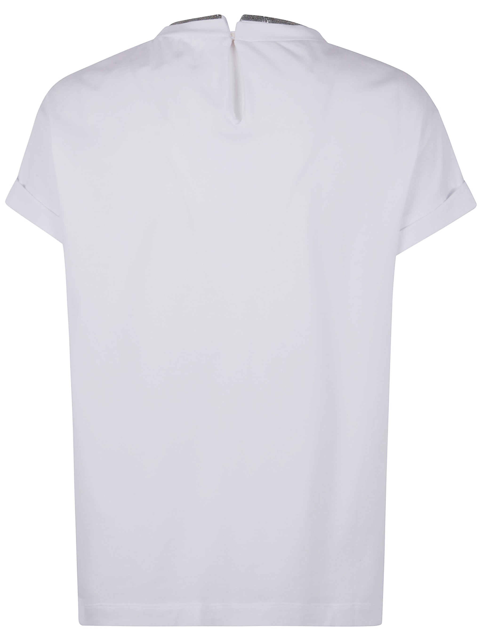 BRUNELLO CUCINELLI Monili Collar Round Neck Tee Shirt - Women's SS25