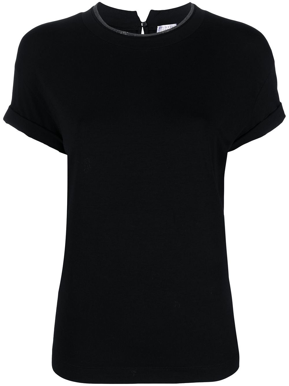 BRUNELLO CUCINELLI Cotton Round Neck Mini T-Shirt with Keyhole Detail