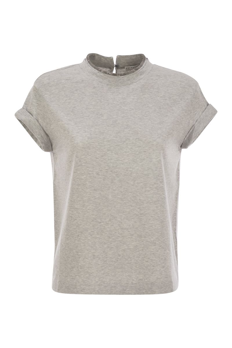 BRUNELLO CUCINELLI Stretch Cotton T-Shirt with Faux Layering for Women