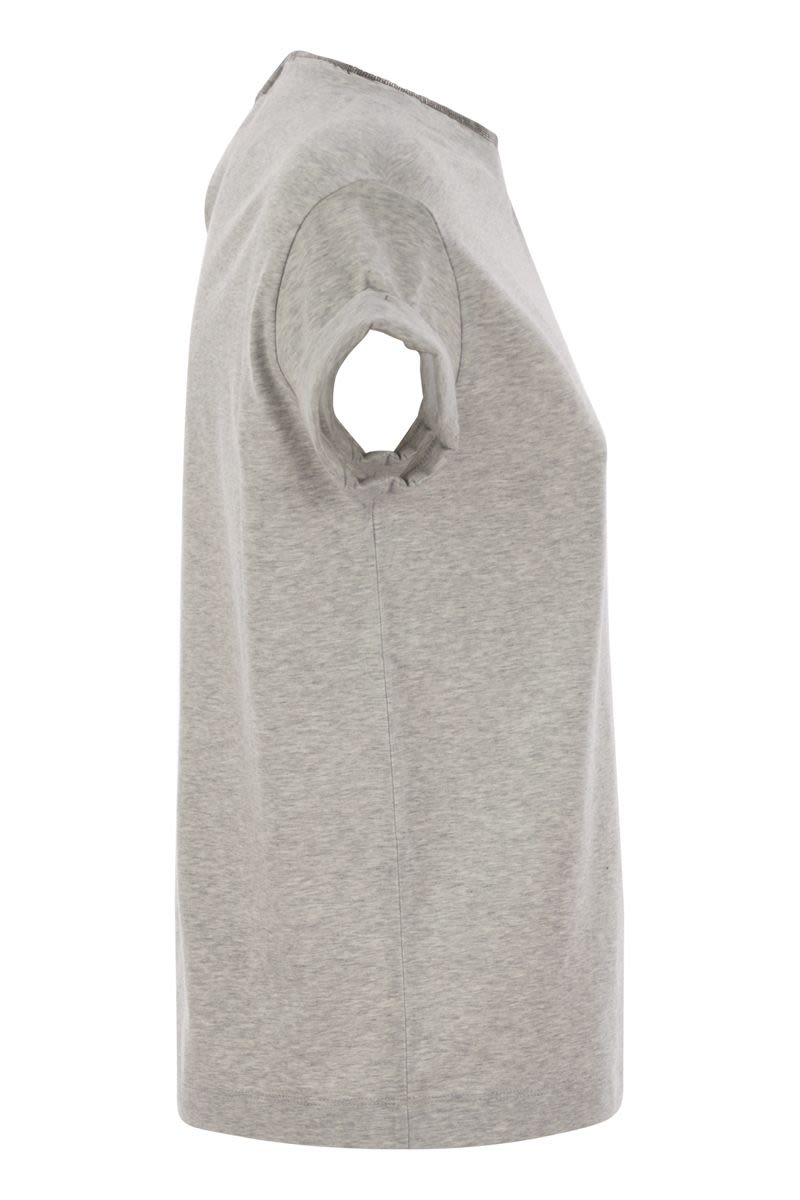 BRUNELLO CUCINELLI Stretch Cotton T-Shirt with Faux Layering for Women