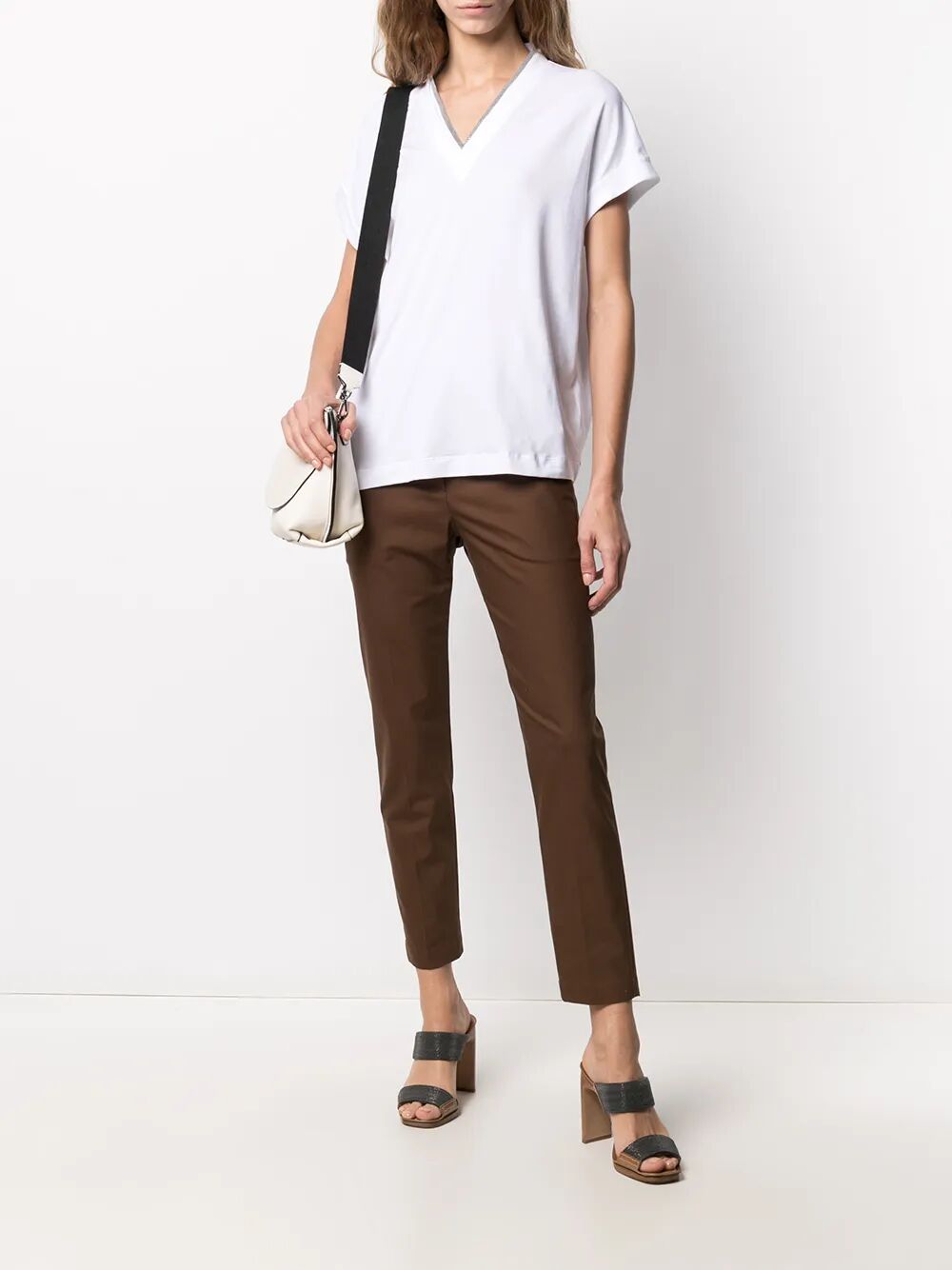 BRUNELLO CUCINELLI Silvery Trim V-Neck Tee