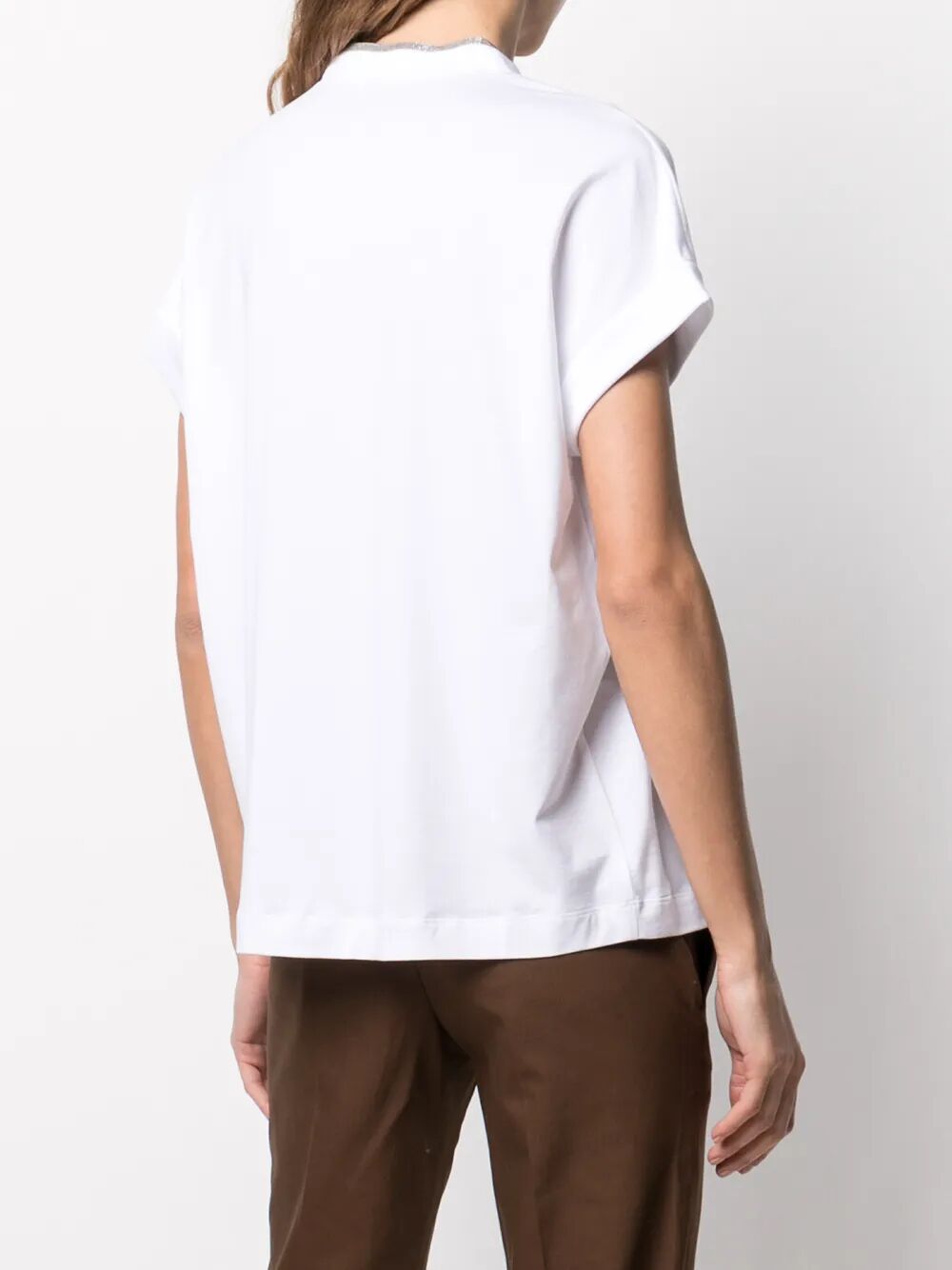BRUNELLO CUCINELLI Silvery Trim V-Neck Tee