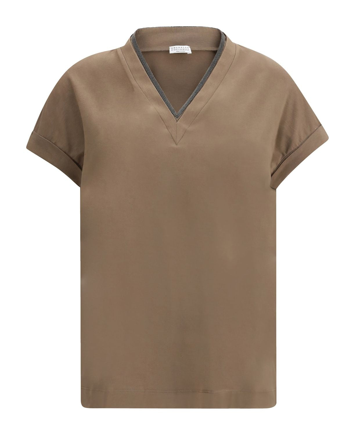 BRUNELLO CUCINELLI V-Neck Short Sleeve Top