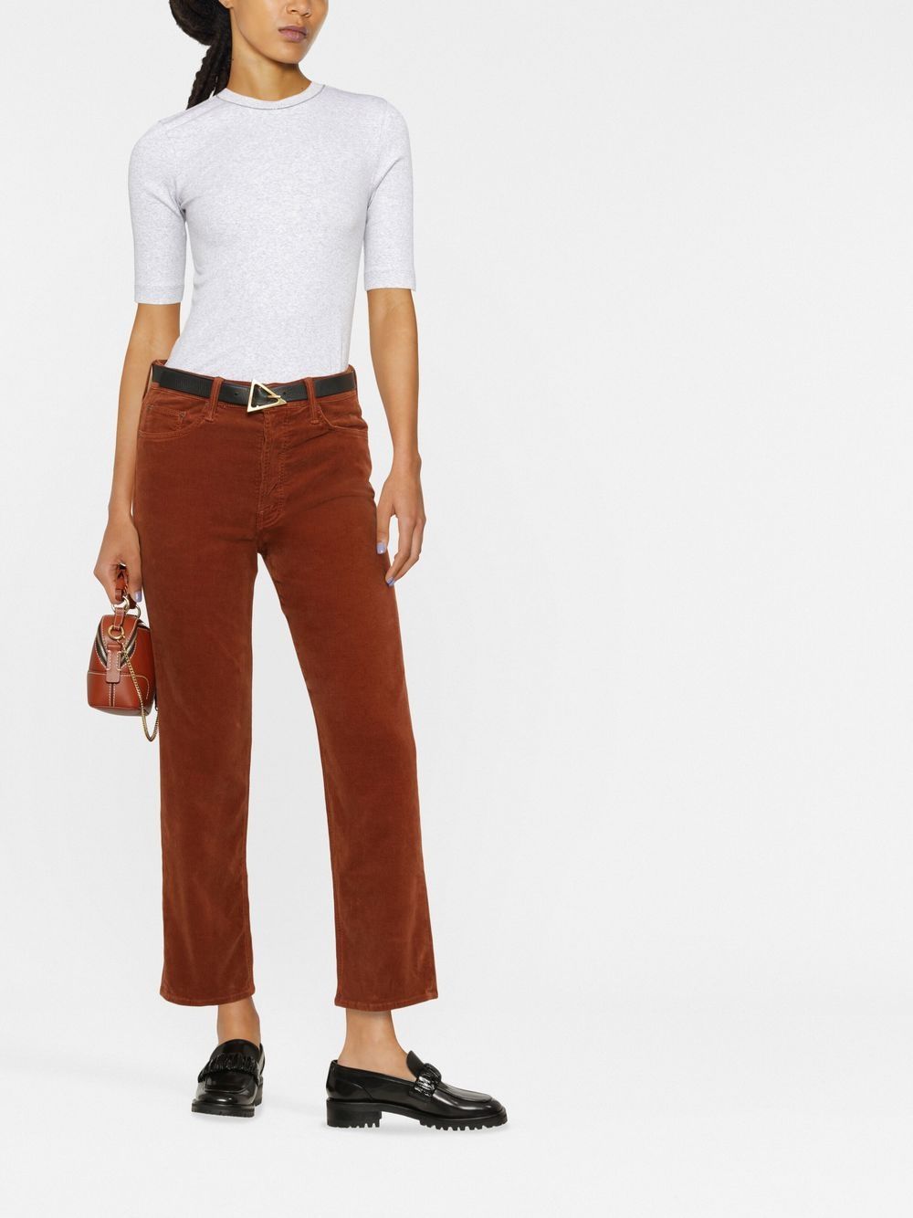 BRUNELLO CUCINELLI Cotton Blend Fine Ribbed T-Shirt with Chain-Link Detailing