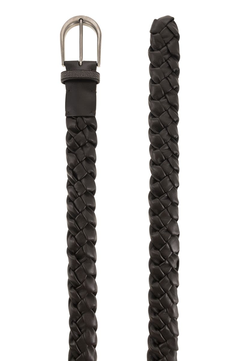 BRUNELLO CUCINELLI Braided Nappa Leather Belt with Jewellery Accents - 3.5 cm Height