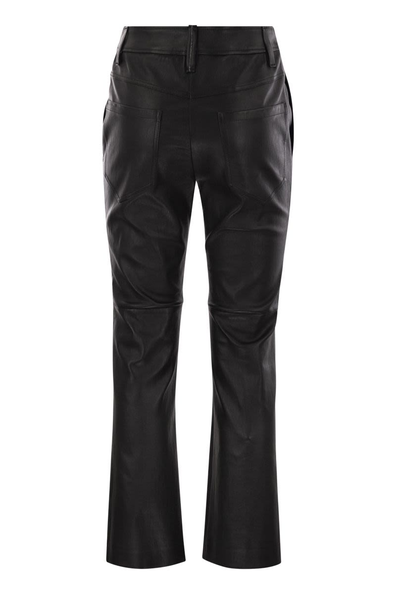 BRUNELLO CUCINELLI Stretch Nappa Leather Square Cigarette Trousers with Embellishment