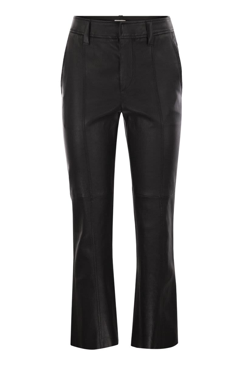BRUNELLO CUCINELLI Stretch Nappa Leather Square Cigarette Trousers with Embellishment