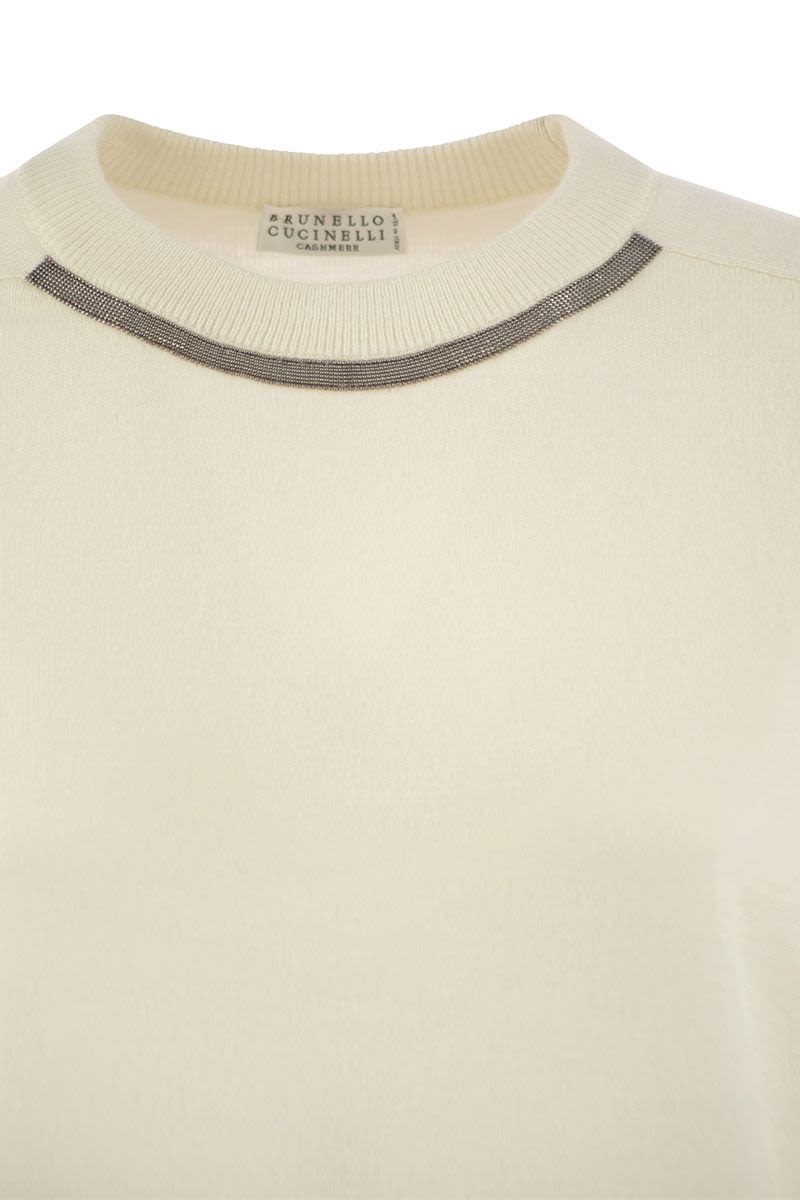 BRUNELLO CUCINELLI Cashmere Sweater with Neck Jewel