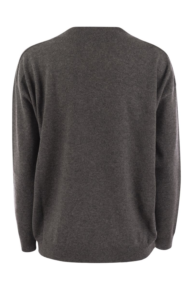 BRUNELLO CUCINELLI Cashmere Sweater with Shiny Neckline