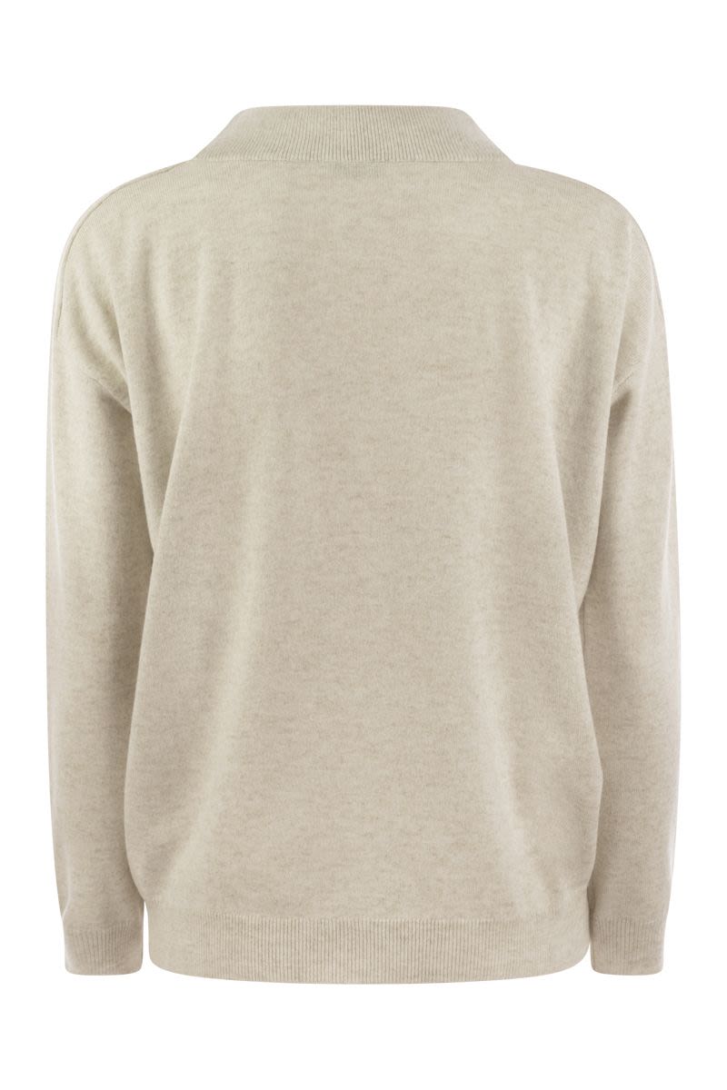 BRUNELLO CUCINELLI Cashmere V-Neck Sweater with Signature Detail - Women's