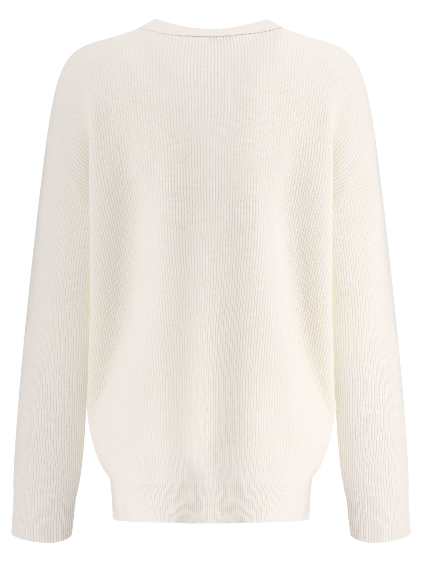 BRUNELLO CUCINELLI Cashmere English Rib Sweater with Monili Detail - Women's