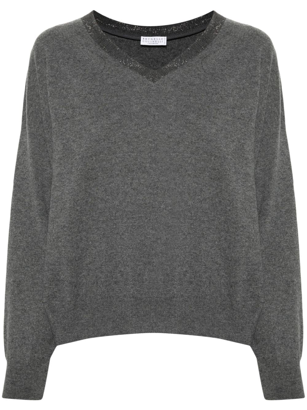 BRUNELLO CUCINELLI Cashmere V-Neck Sweater with Signature Detail - Women's