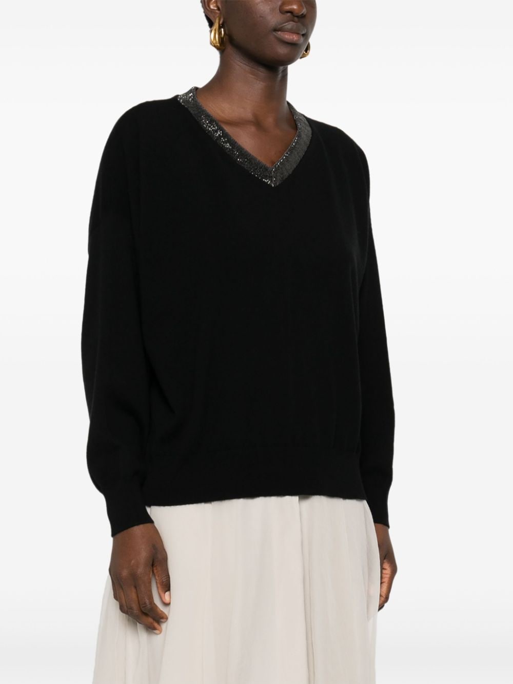 BRUNELLO CUCINELLI Cashmere Sweater with Luxurious Ribbed Neckline