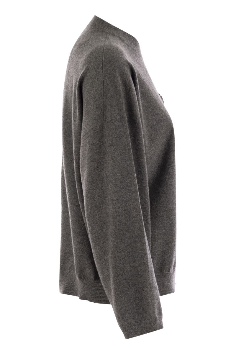 BRUNELLO CUCINELLI Timeless Cashmere Sweater with Breast Pocket and Necklace