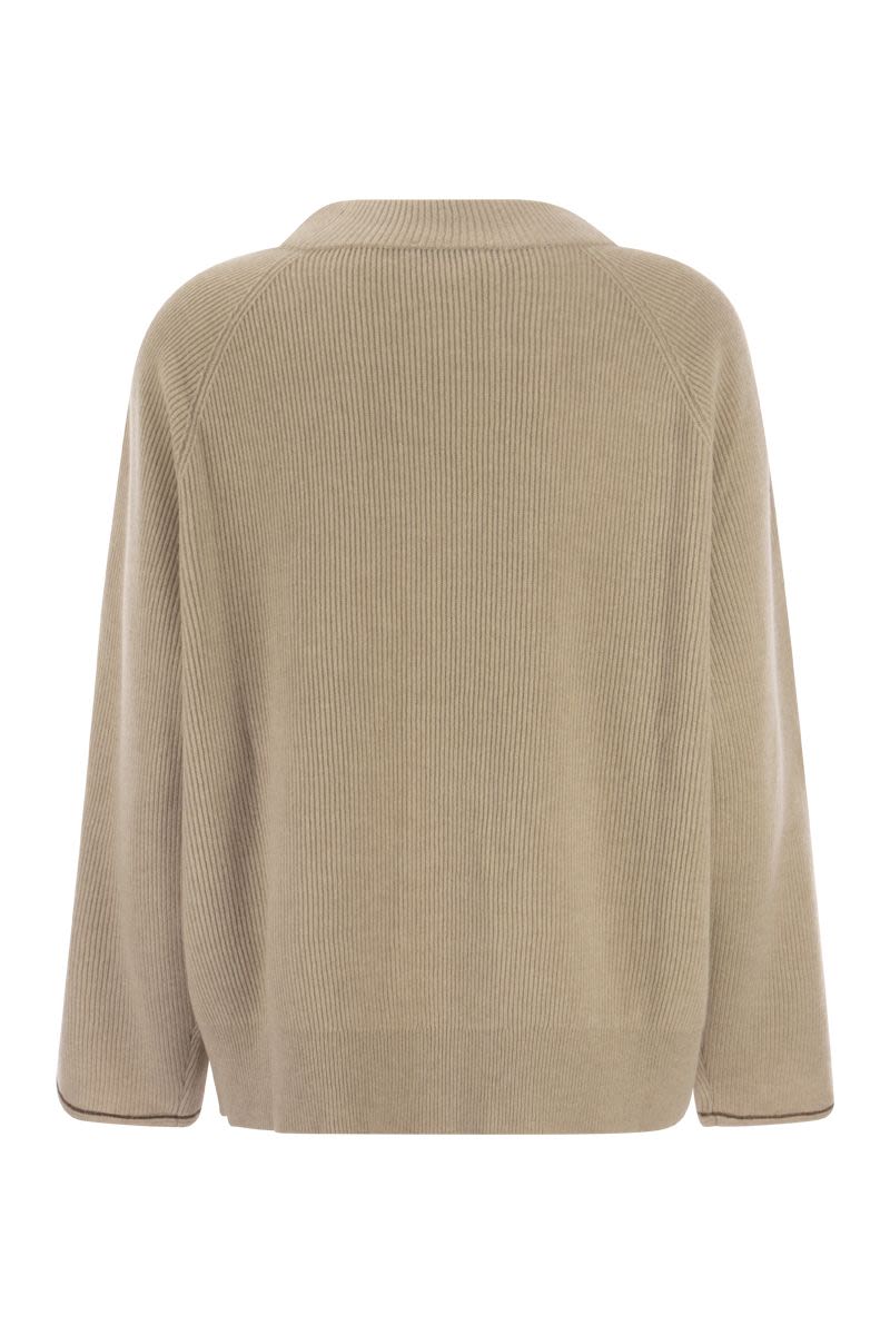 BRUNELLO CUCINELLI Cashmere Crew-Neck Sweater with Monile