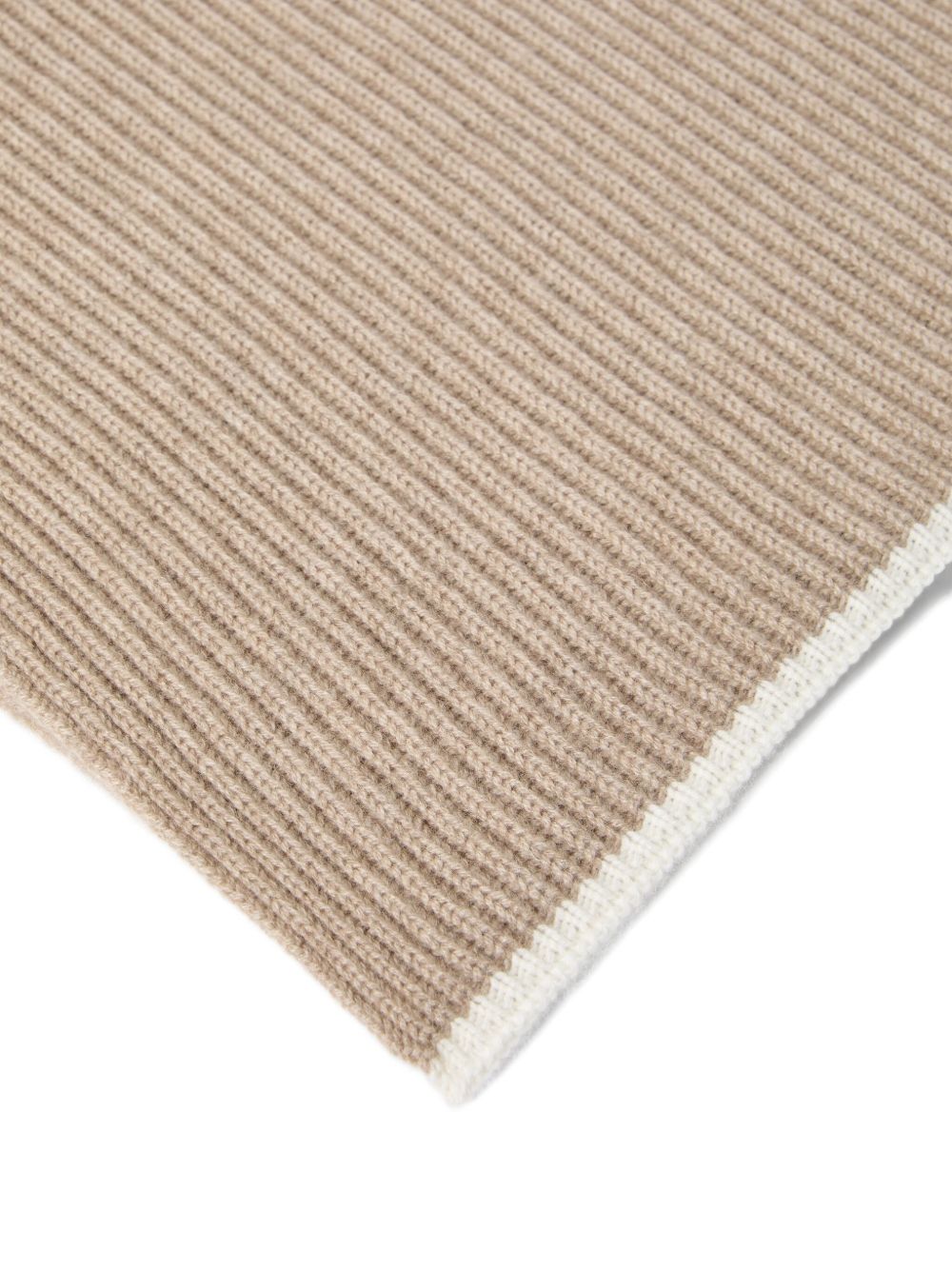 BRUNELLO CUCINELLI Cashmere Scarf with Ribbed Knit and Decorative Edge