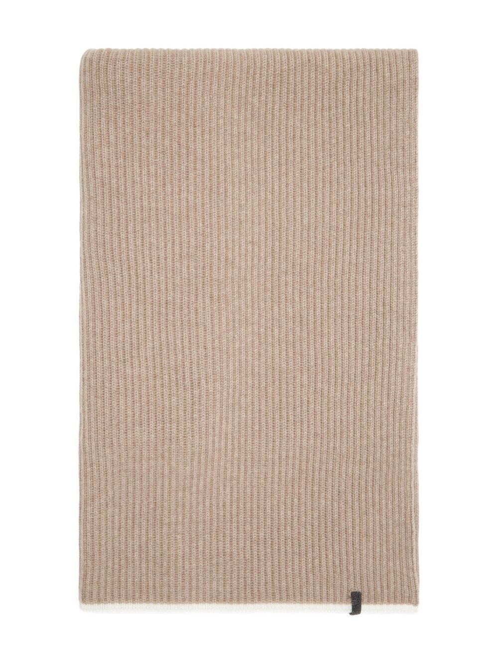 BRUNELLO CUCINELLI Cashmere Scarf with Ribbed Knit and Decorative Edge