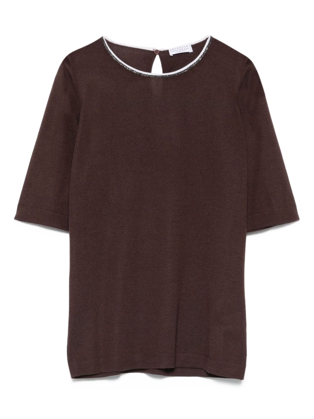 BRUNELLO CUCINELLI Cashmere and Silk Sweater with Contrast Collar