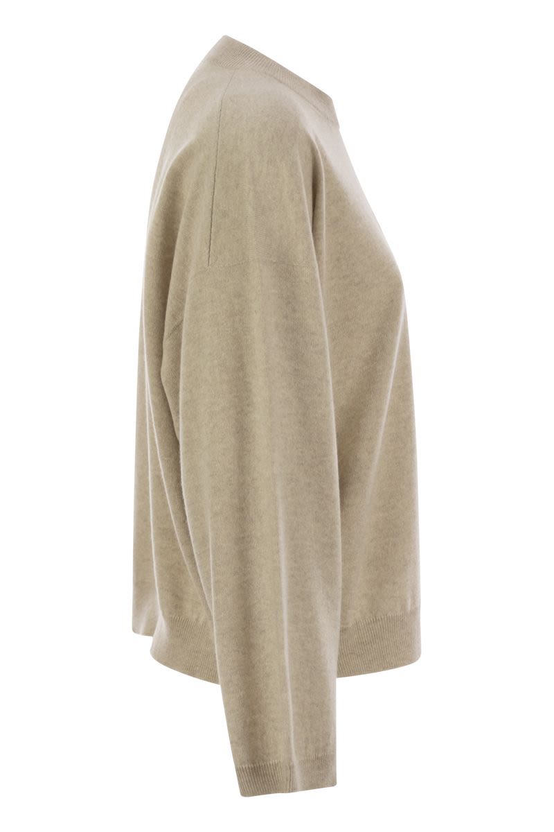 BRUNELLO CUCINELLI Women's Virgin Wool, Cashmere and Silk Sweater with Shiny Pocket Detail