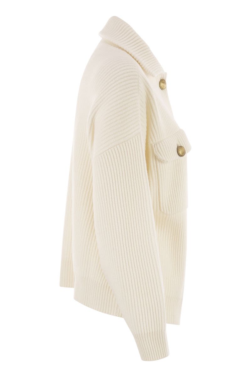 BRUNELLO CUCINELLI Virgin Wool & Cashmere Cardigan with Metal Buttons