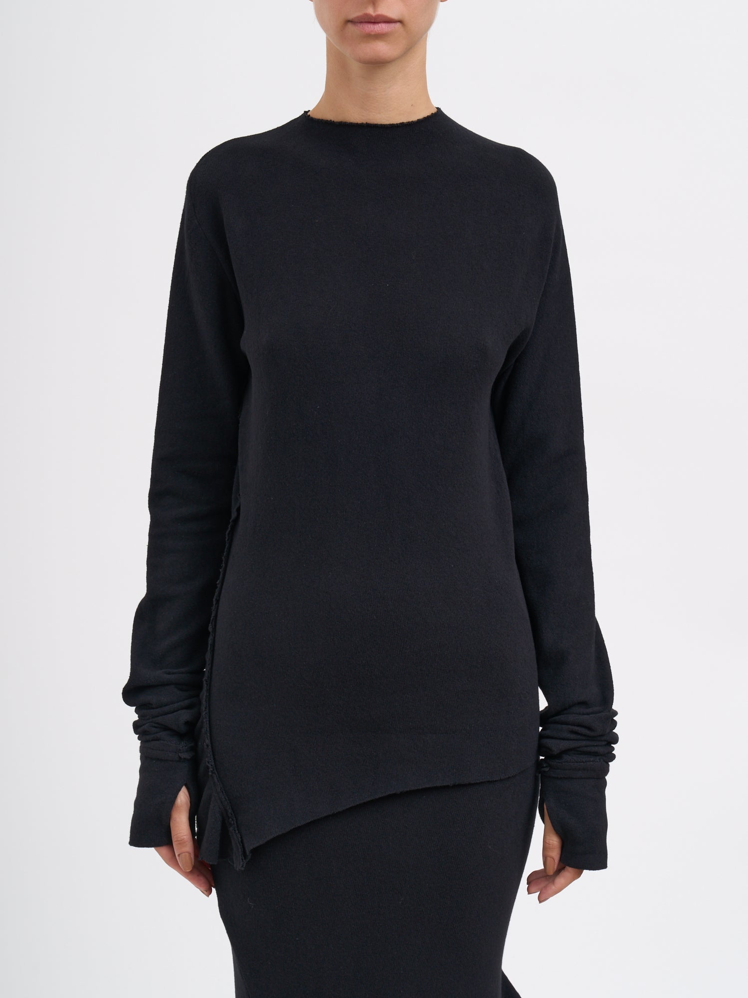 MARC LE BIHAN Stretch Cotton Sweater with Thumbholes - Size 38