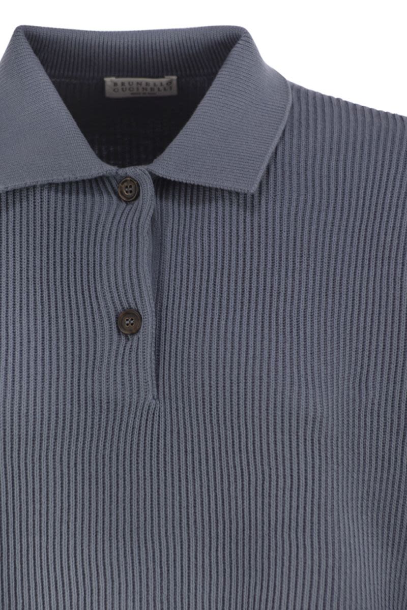 BRUNELLO CUCINELLI Cotton Polo-Style T-Shirt with Jewelry Details