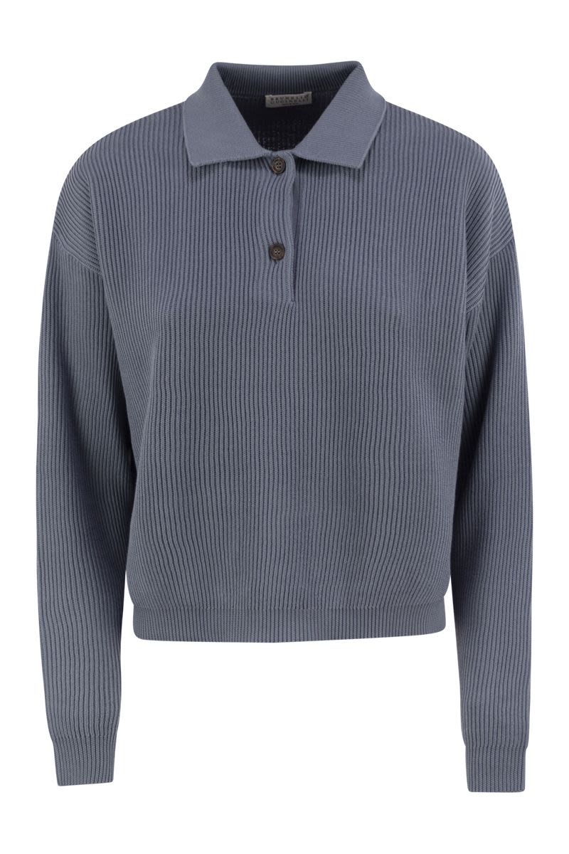 BRUNELLO CUCINELLI Cotton Polo-Style T-Shirt with Jewelry Details