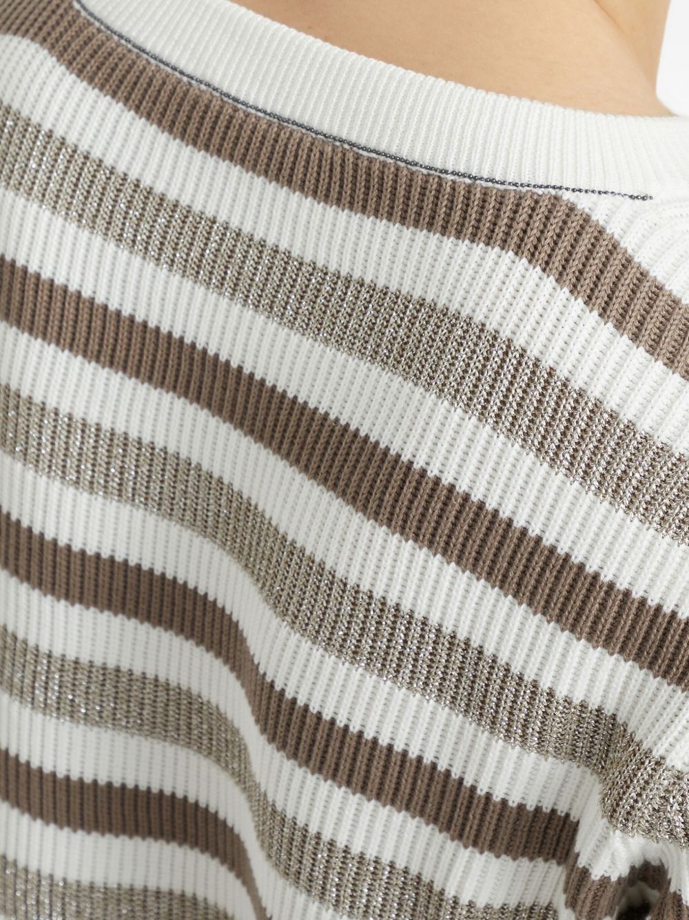 BRUNELLO CUCINELLI Striped Cotton Crewneck Sweater for Women - FW25