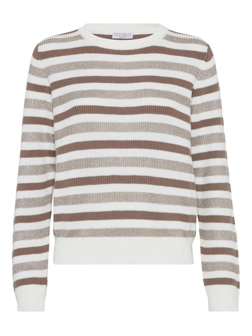 BRUNELLO CUCINELLI Striped Cotton Crewneck Sweater for Women - FW25