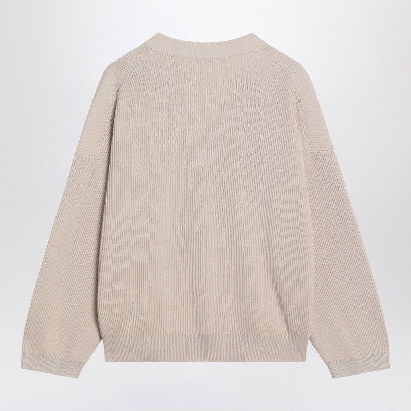 BRUNELLO CUCINELLI Elegant Cotton Sweater with V-Neck Detail for Women