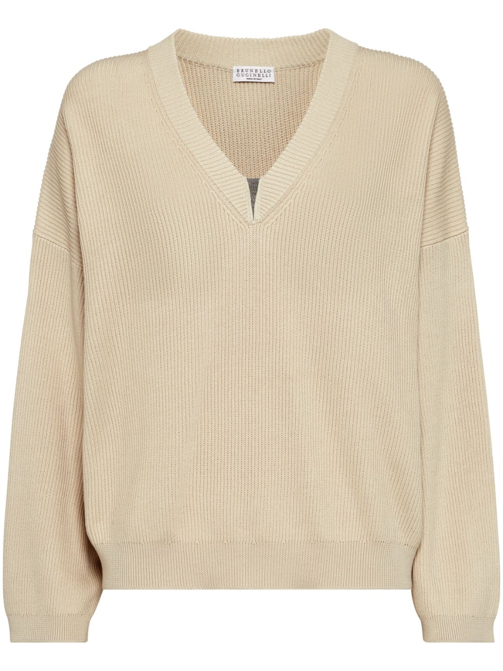 BRUNELLO CUCINELLI Cotton V-Necked Sweater for Women