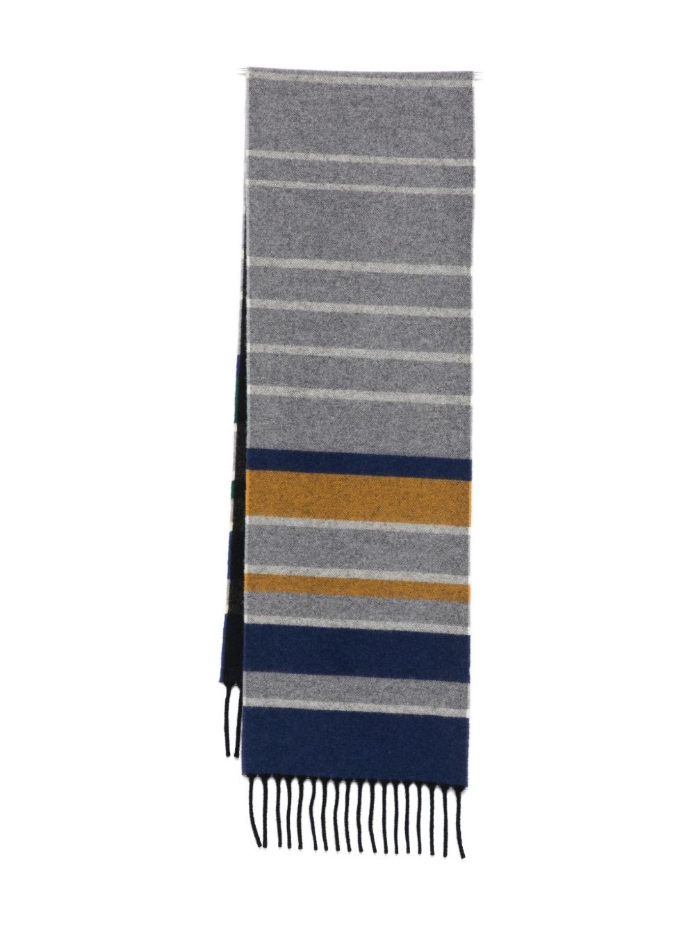 PAUL SMITH Wool Blend Scarf with Color-Block Design and Fringed Edges