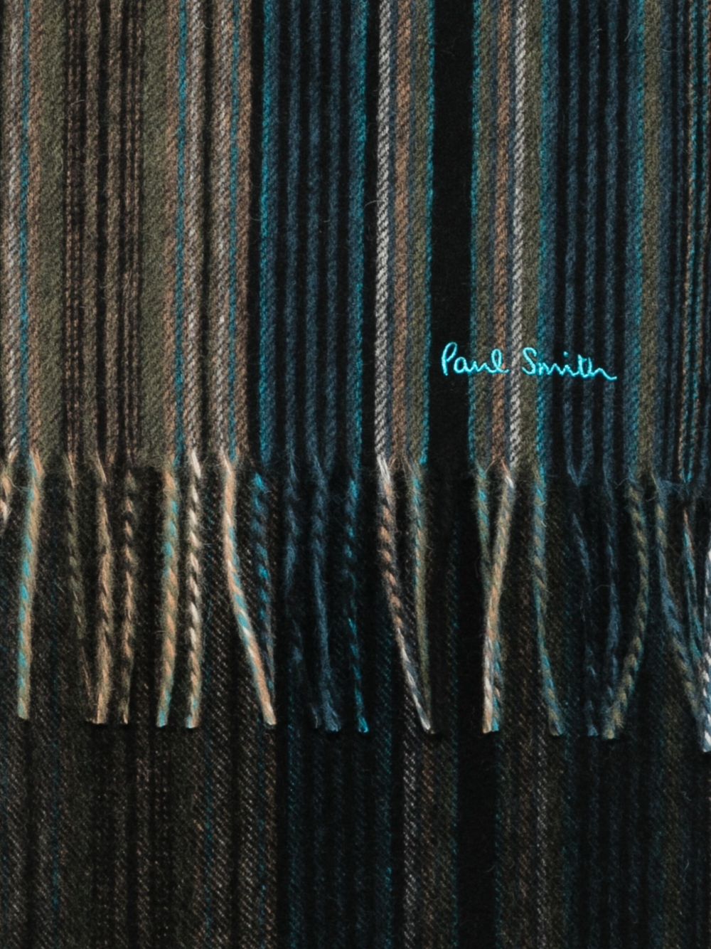 PAUL SMITH Striped Fringe Scarf