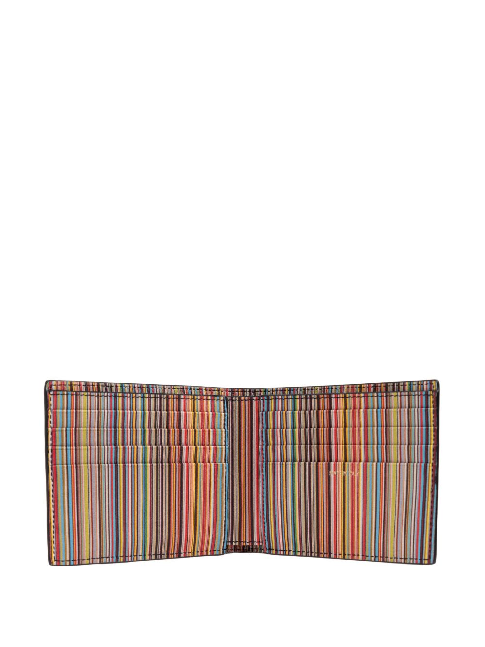 PAUL SMITH Men's Mini Leather Bifold Wallet with Vertical Stripe Pattern