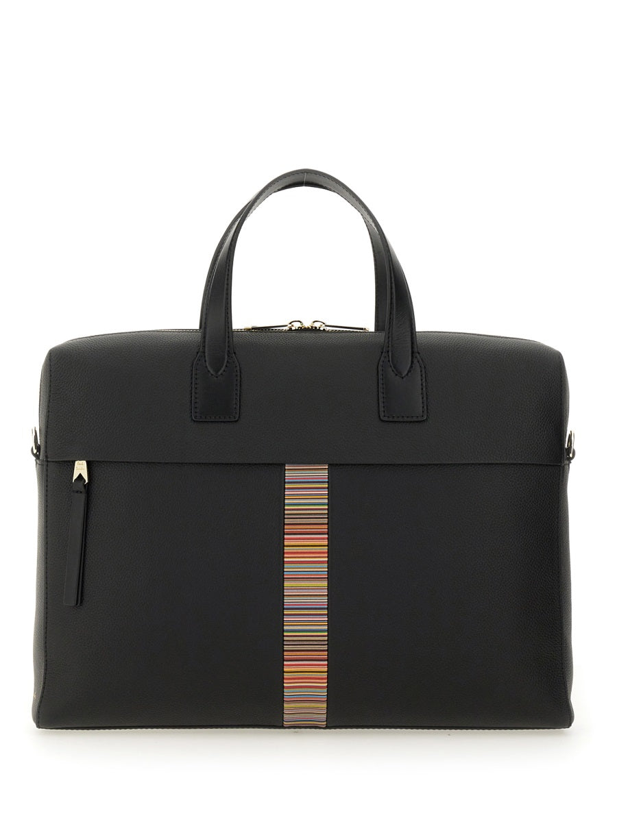 PAUL SMITH Signature Stripe Mini Leather Handbag 26.5cm x 37cm x 5.5cm