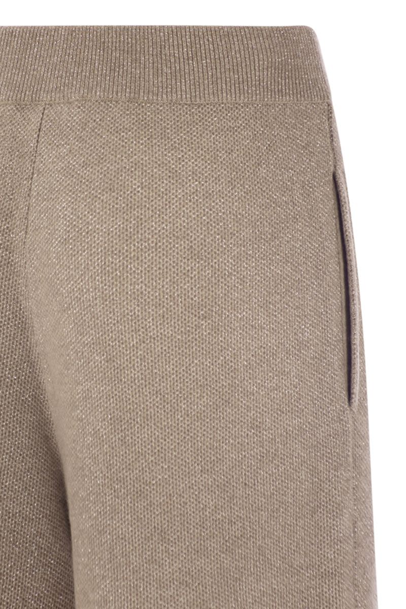 BRUNELLO CUCINELLI English Rib Cashmere and Viscose Knit Trousers for Women