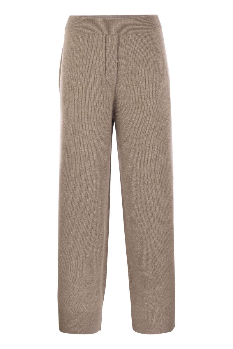 BRUNELLO CUCINELLI English Rib Cashmere and Viscose Knit Trousers for Women