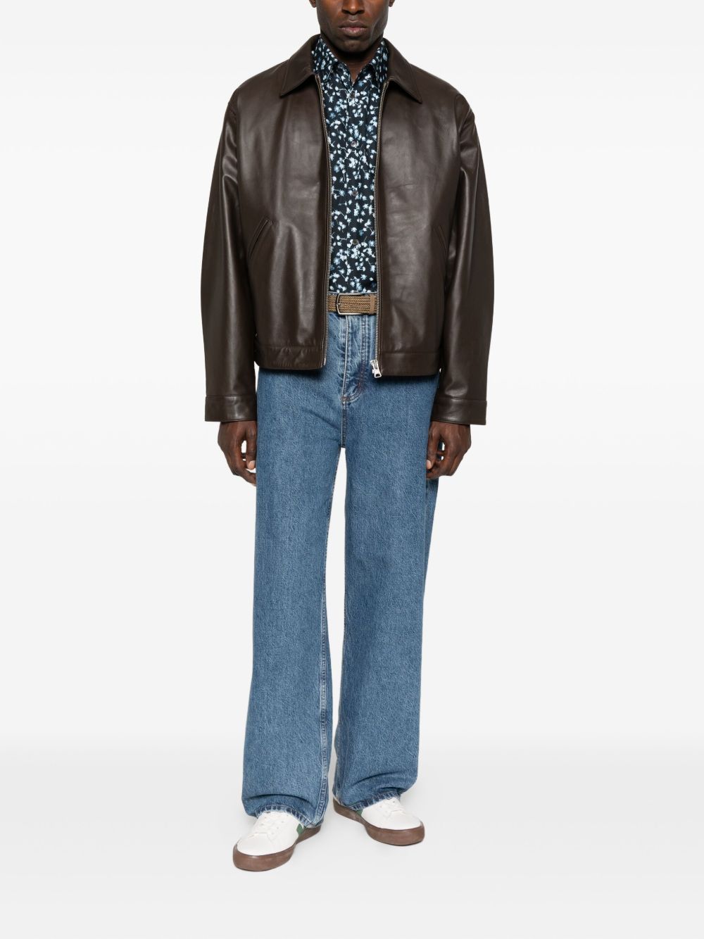 PAUL SMITH Floral Print Long Sleeve Polo Collar Shirt