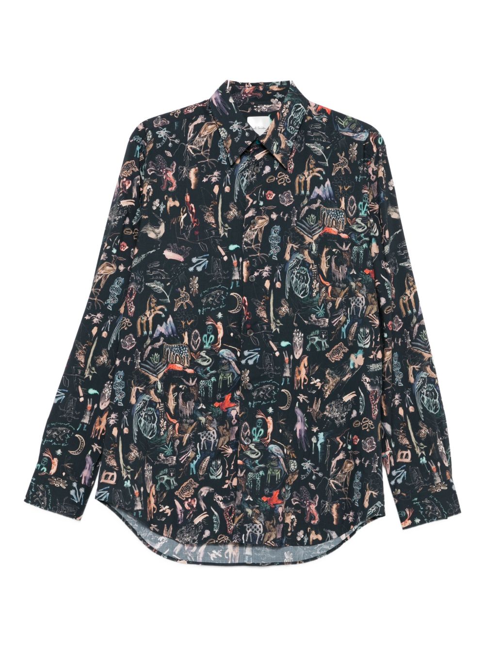 PAUL SMITH Animal Print Long Sleeve Collared Shirt