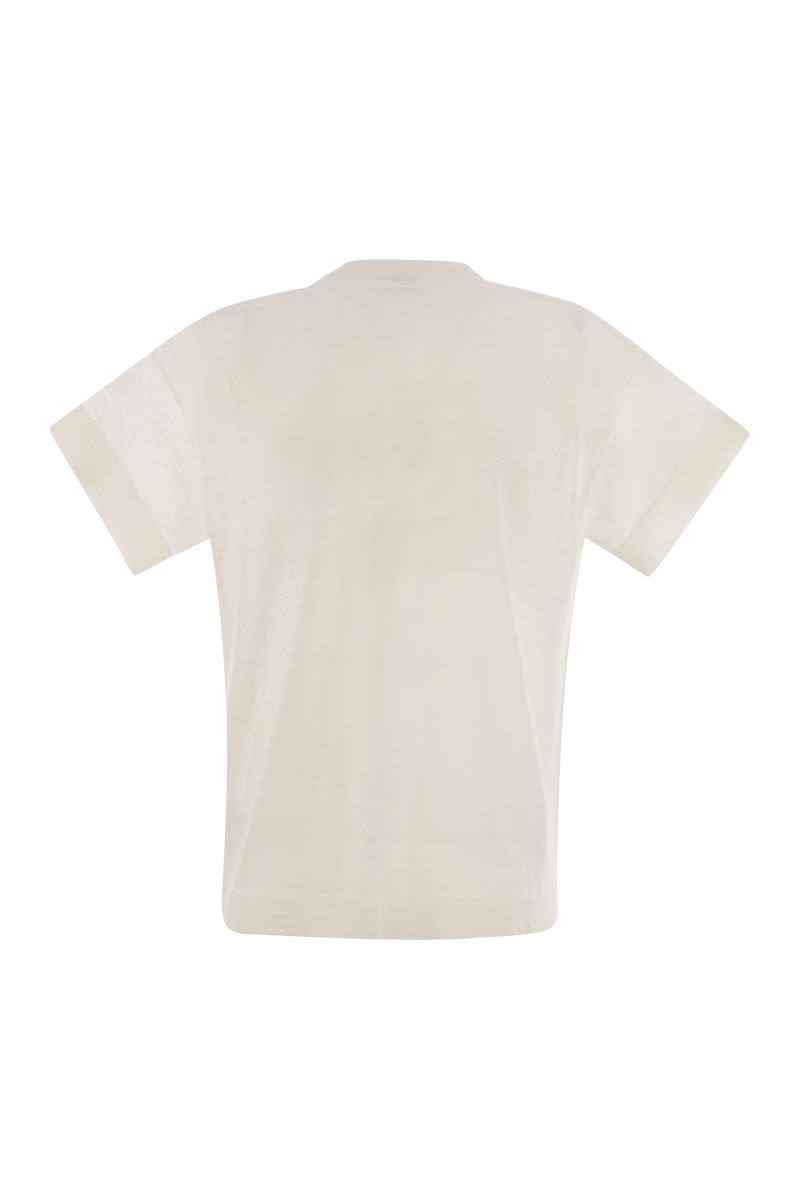 BRUNELLO CUCINELLI Linen-Blend T-Shirt with Shiny Pocket Detail