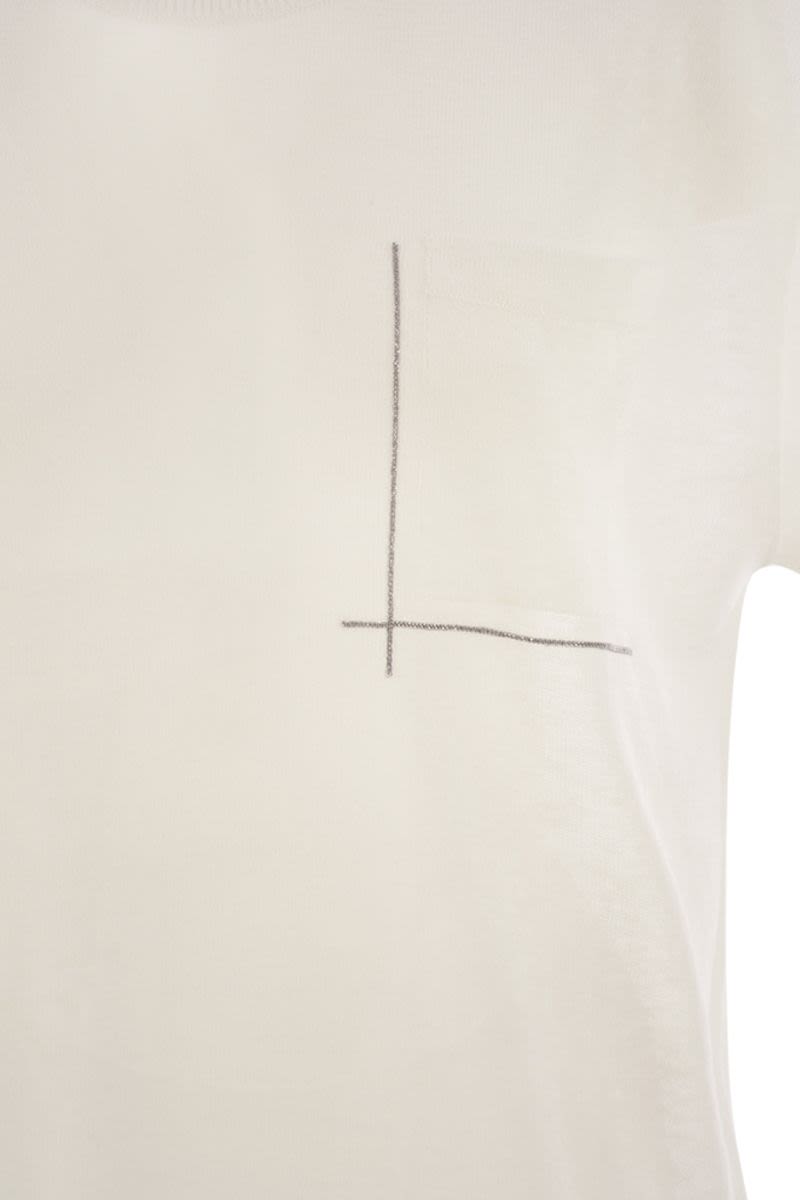 BRUNELLO CUCINELLI Linen-Blend T-Shirt with Shiny Pocket Detail