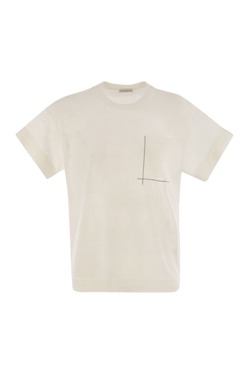 BRUNELLO CUCINELLI Linen-Blend T-Shirt with Shiny Pocket Detail