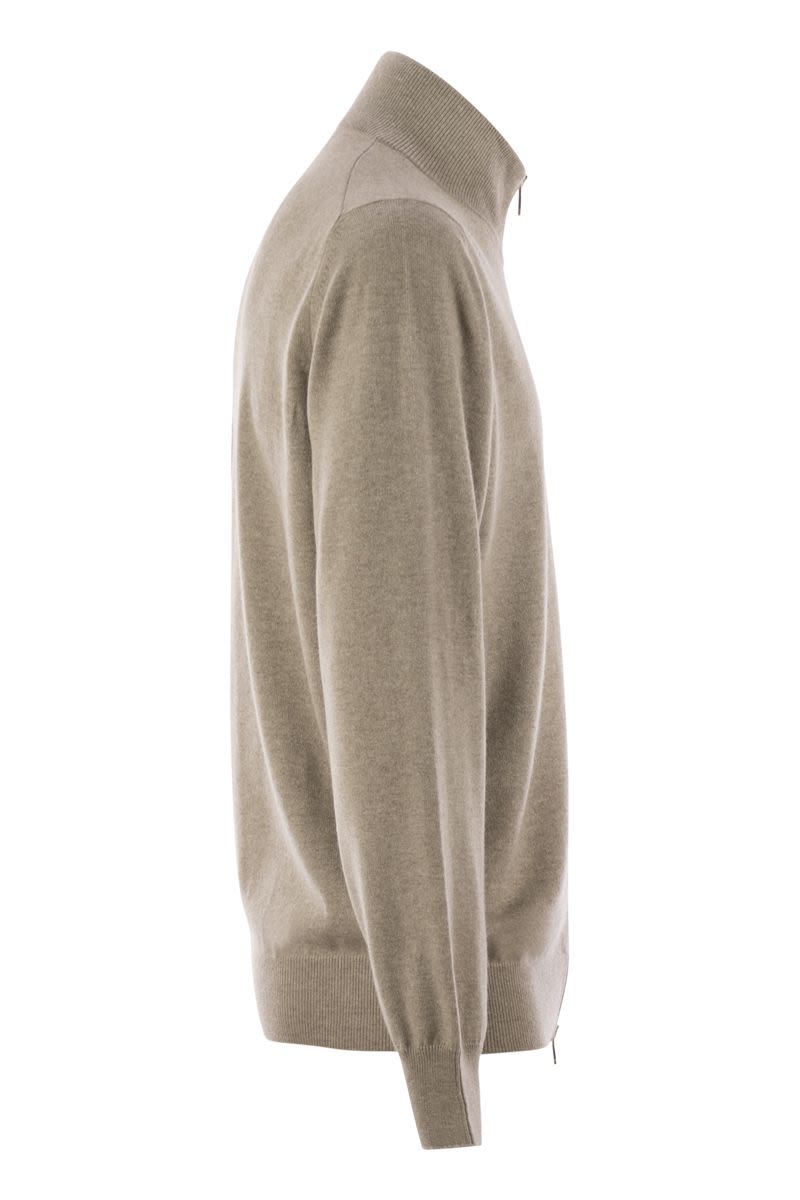 BRUNELLO CUCINELLI High-Necked Cashmere Cardigan with Zip