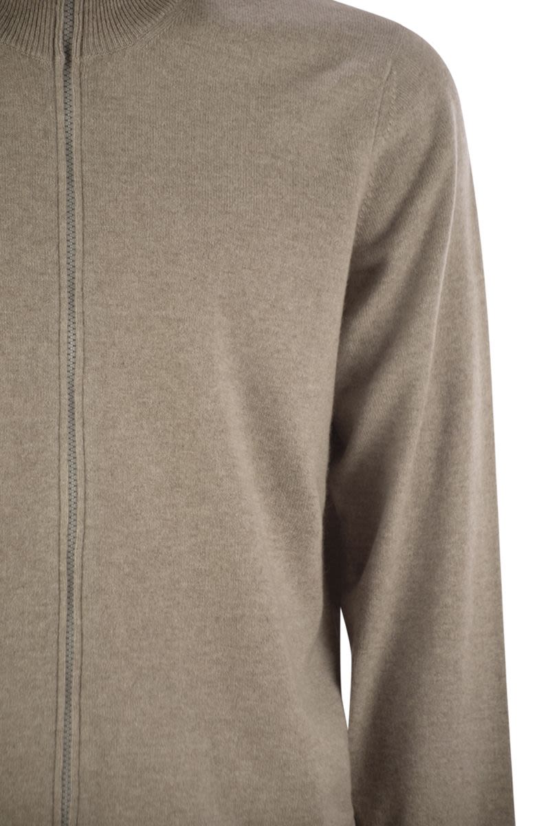 BRUNELLO CUCINELLI High-Necked Cashmere Cardigan with Zip