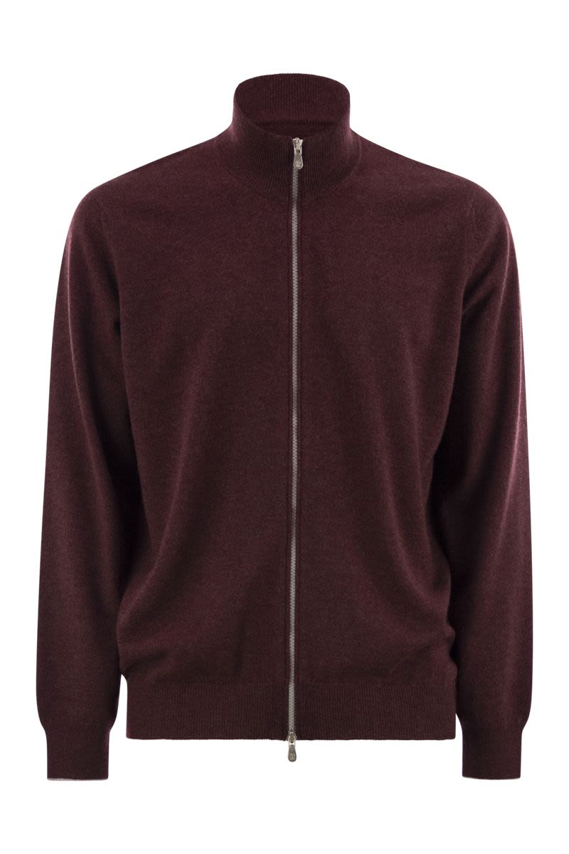 BRUNELLO CUCINELLI High-Necked Cashmere Cardigan with Zip - Regular Fit