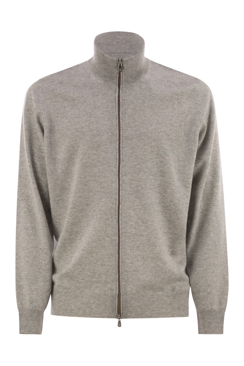 BRUNELLO CUCINELLI High-Neck Cashmere Cardigan with Zip for Men