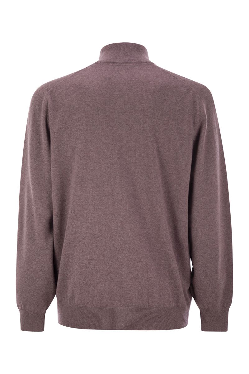 BRUNELLO CUCINELLI High-Necked Cashmere Cardigan with Zip - Men's Regular Fit