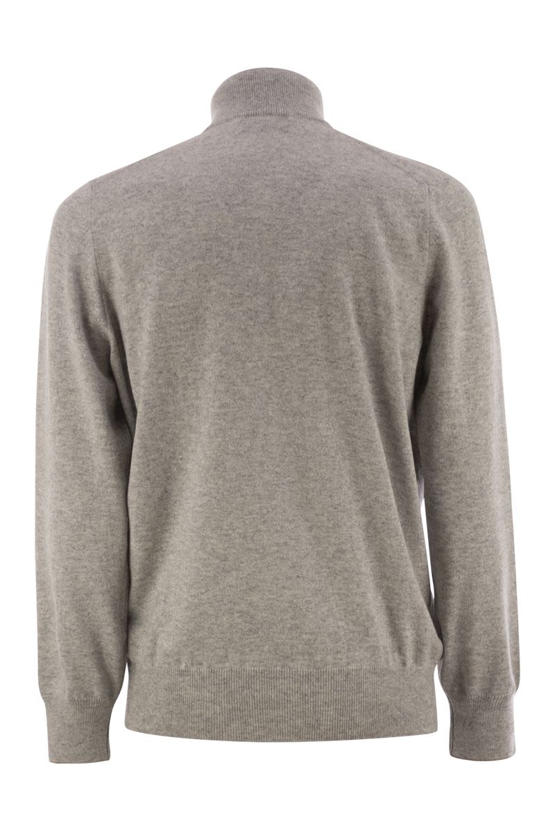 BRUNELLO CUCINELLI High-Neck Cashmere Sweater with Zip Opening