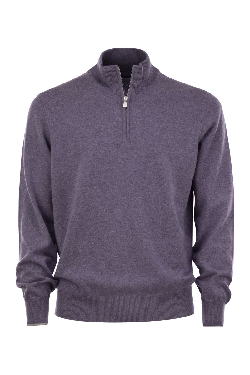 BRUNELLO CUCINELLI Cashmere Turtleneck Sweater with Zip Closure